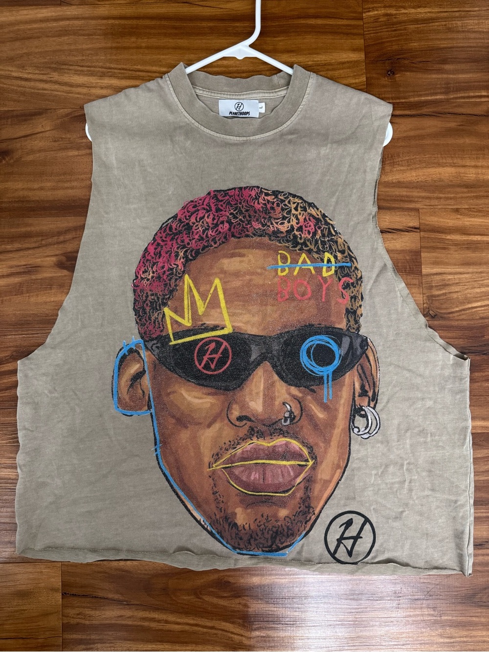 Planethoops Hawaii Dennis Rodman "WORM" Vintage Washed Cutoff Tee Size L